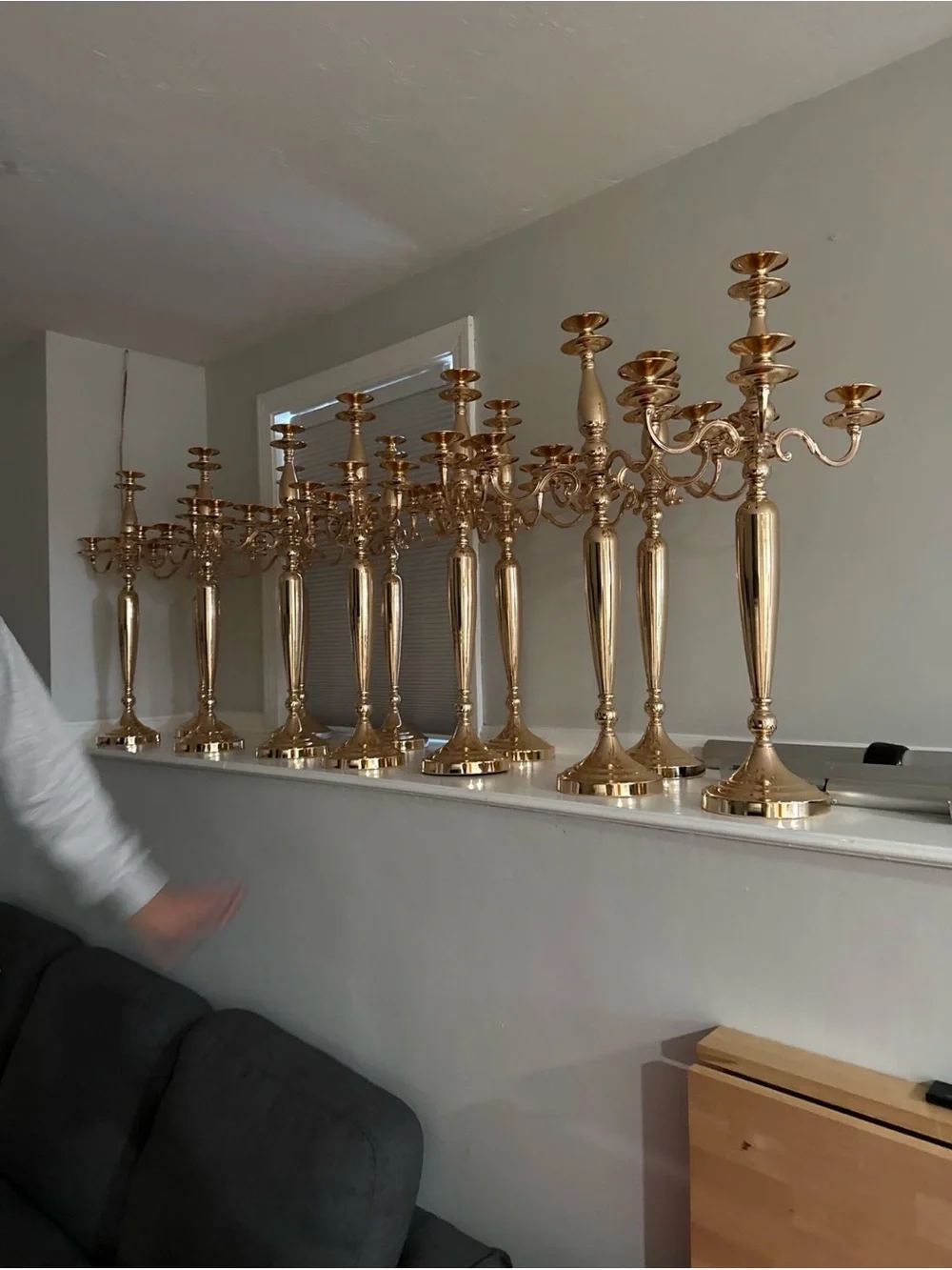 Gold Metal 5-Arm Candelabra Candle Holder - Elegant Home Accent